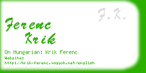 ferenc krik business card